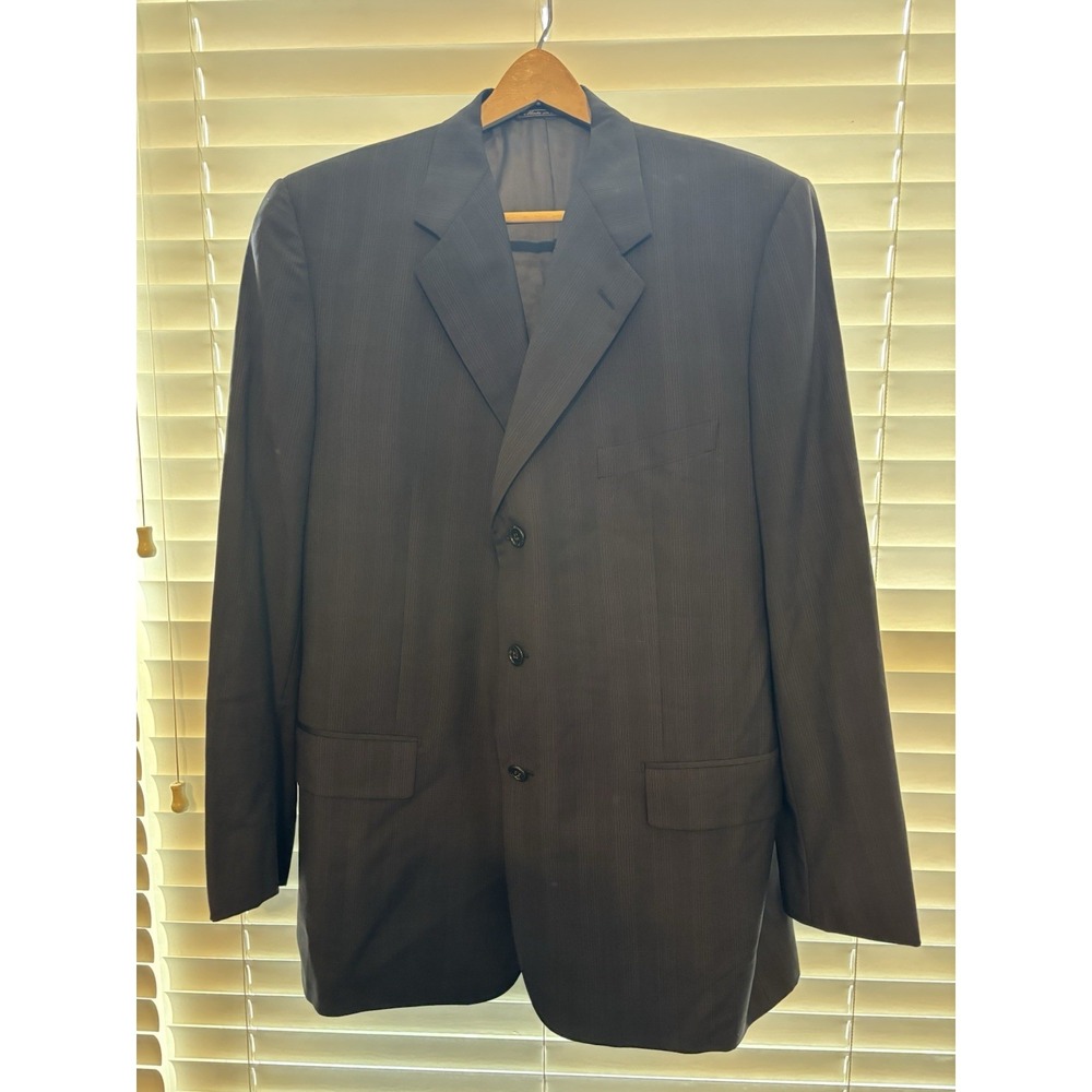 Corneliani Gray Glen Check 100% Extra Fine Virgin Wool Sport Coat Sz 44L Vintage